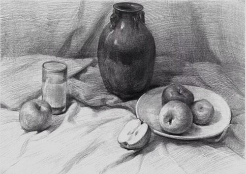 阎成发在杭州东宇工作室的静物画