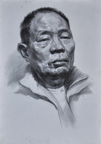 优秀的素描头像仿扇画