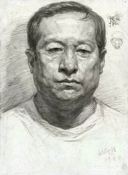 优秀的素描头像仿扇画