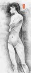 抽象女性身体素描的简约风格