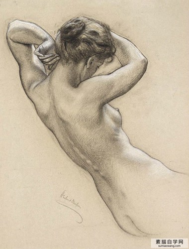 英国画家赫伯特·詹姆斯·卓帕赫伯特·詹姆斯·德雷珀的人体素描