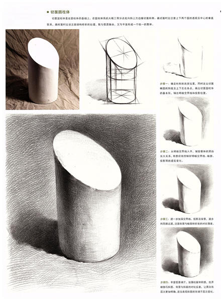 圆柱体切割素描步骤教程