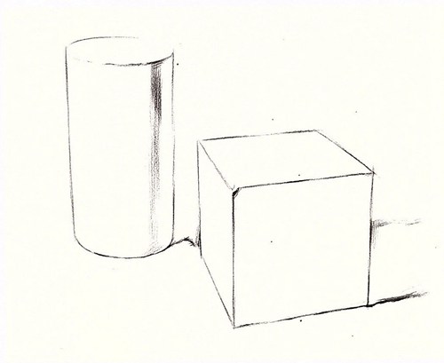 石膏圆柱体立方体组合草图教程