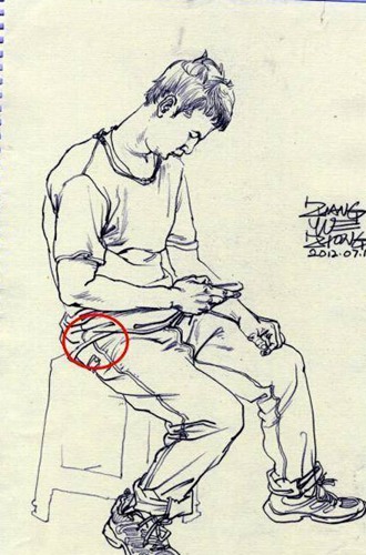 速写人物坐姿腰部画法总结