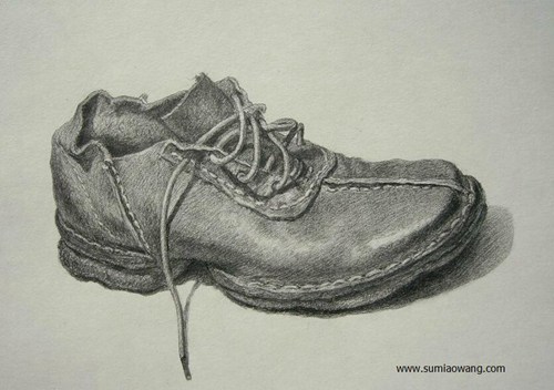 休闲皮鞋素描画 步骤 画法
