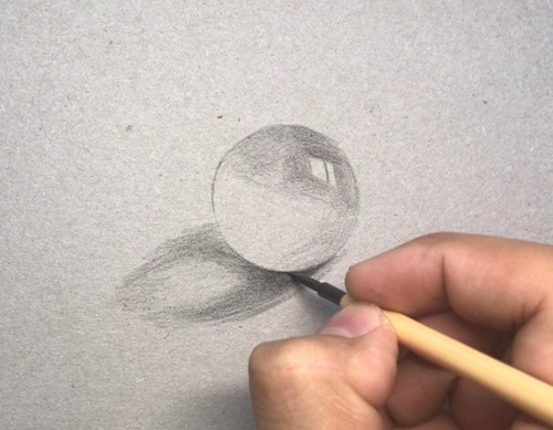 透明玻璃球素描课程，球体绘画，透明玻璃绘画