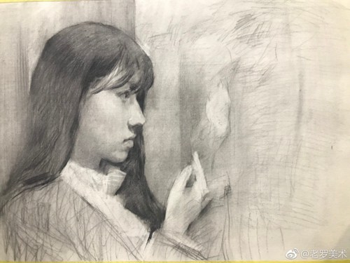 画画:用阶梯图描绘年轻女性