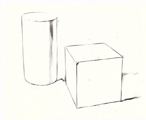 圆柱与正方体组合素描教程教案 步骤图片