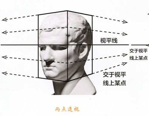 石膏头像透视分析图 一点两点三点透视