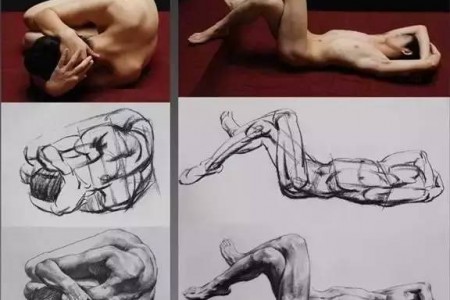 人体素描：人体动态照片 结构速写素描临摹图