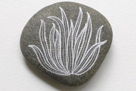 精美的植物图案被画在石画的石头上。