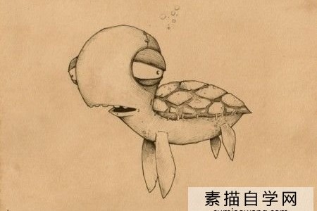 最可爱的小海龟画了一张海龟儿童画