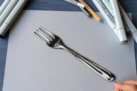 刀叉餐具超逼真3D立体绘画