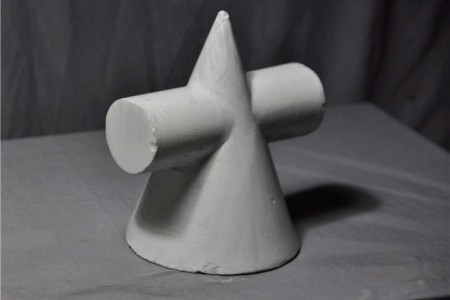 石膏几何体:圆锥圆柱体组件的超高清图片